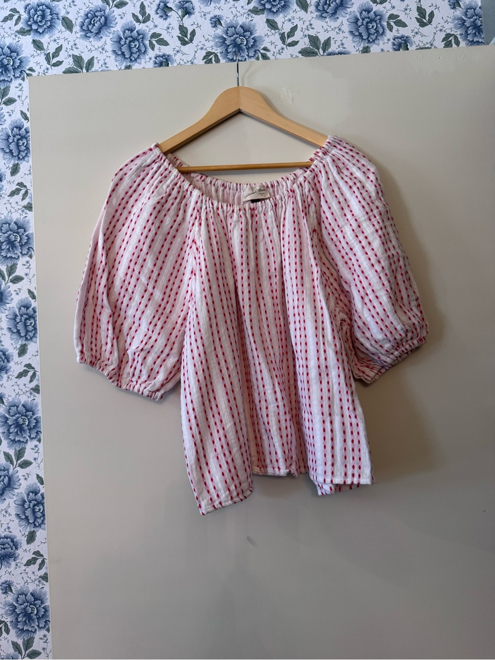 Universal Thread White and red Striped Off-Shoulder Blouse